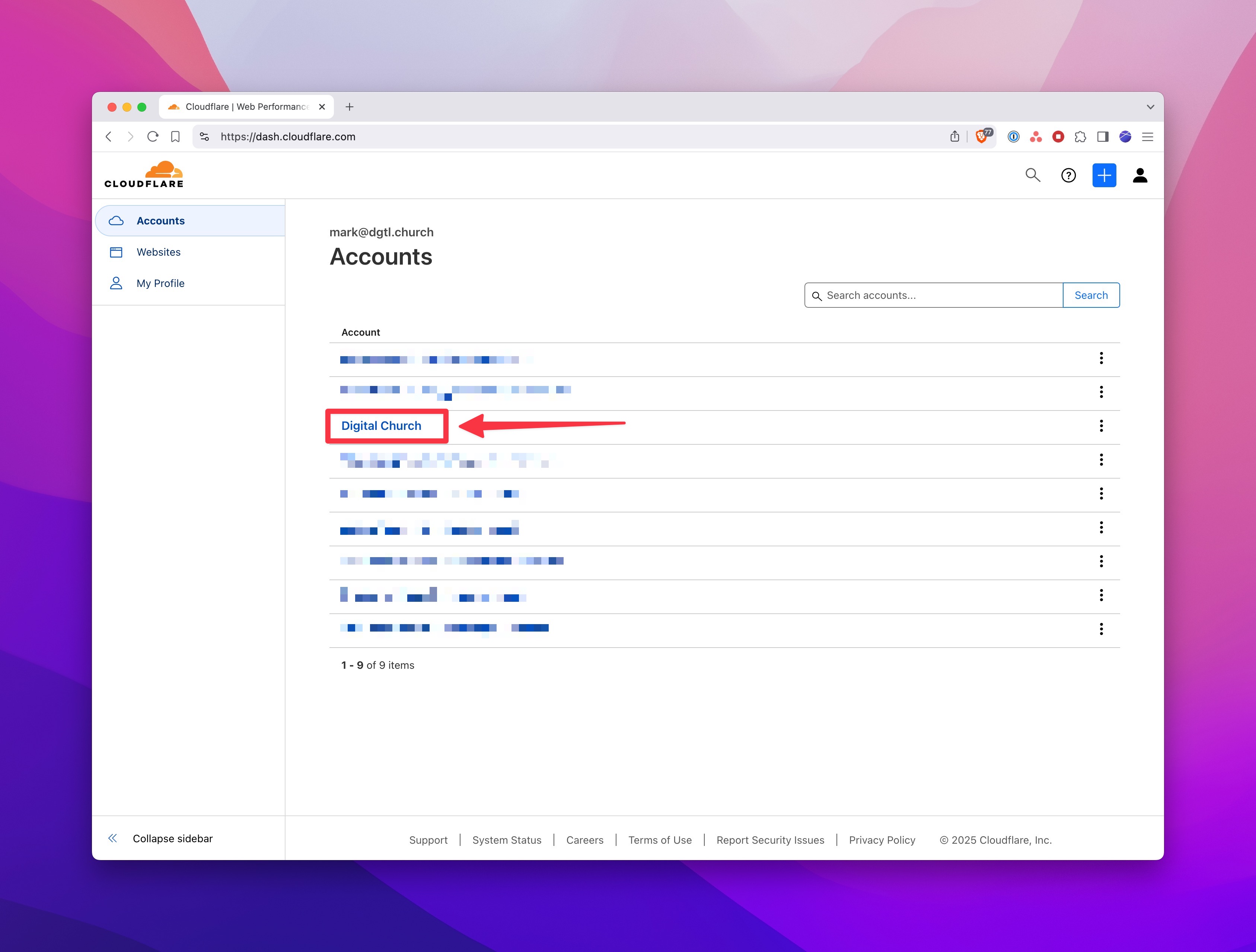 Log into Cloudflare